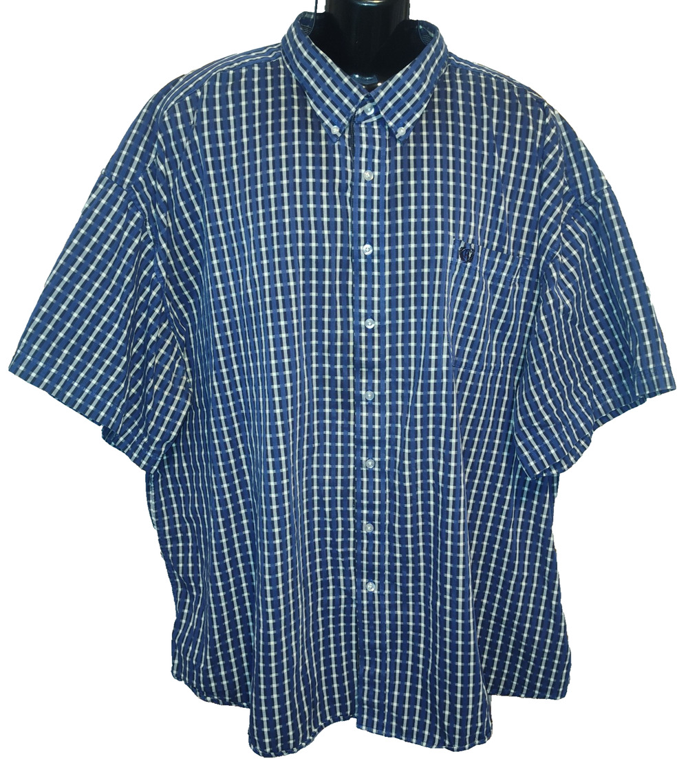 Panhandle Slim Men's Blue Short Sleeve Checkered Western Shirt Size 4XL BG33
